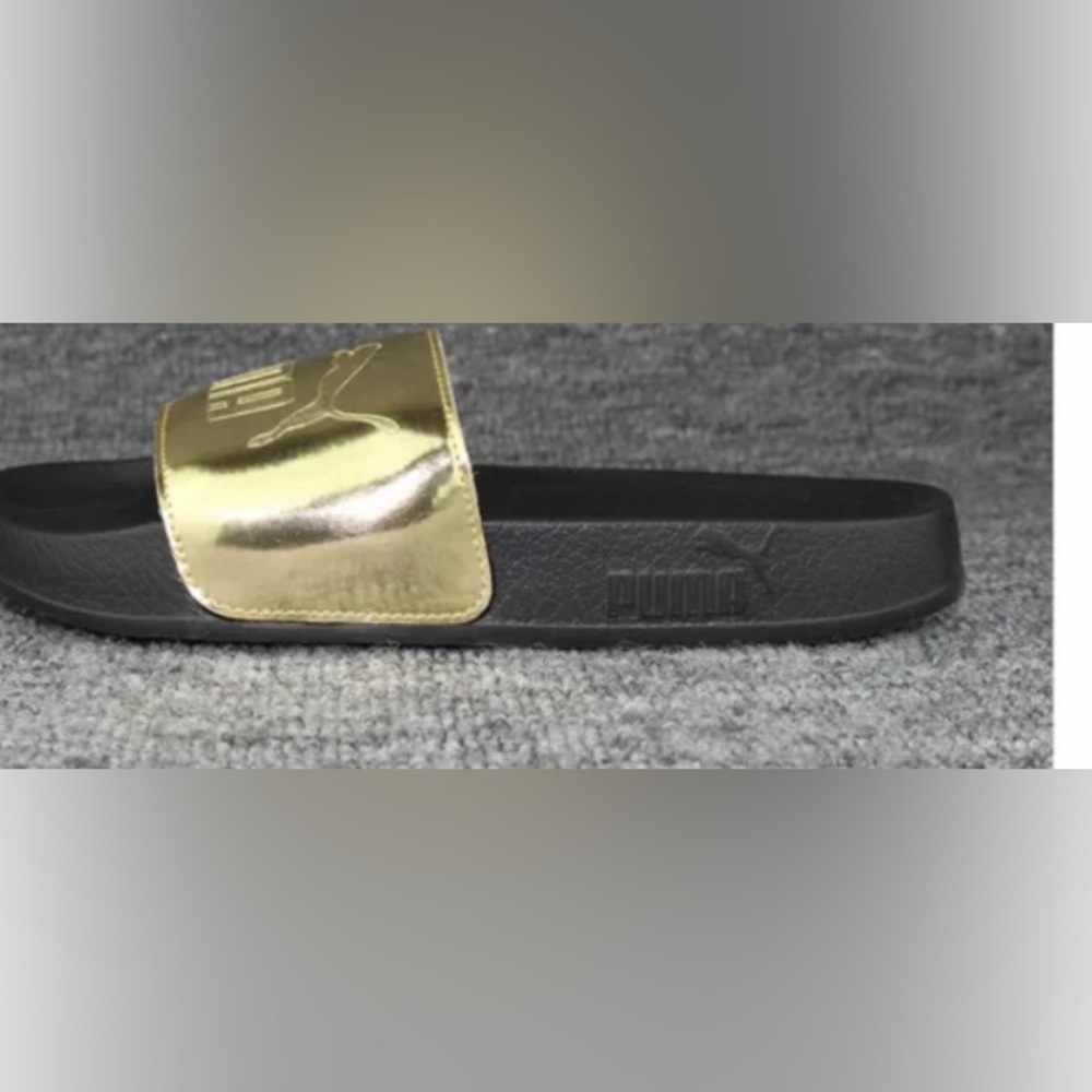 Puma Womens Leadcat Iri Mirrorโ Jr Slide Sandals Black/Gold 367220-01